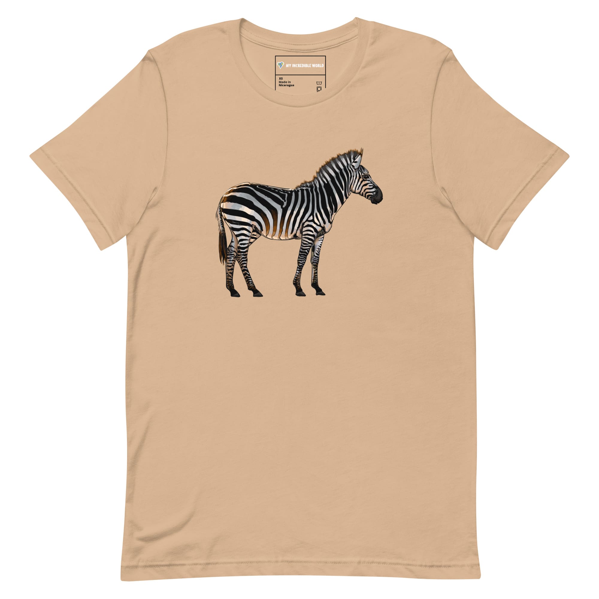 "Watercolor Zebra" Zebra T-Shirt (Adult Unisex) Tan / XS