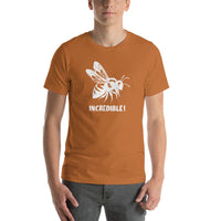 "Bees are Incredible" Bee T-Shirt - White Print (Adult Unisex / Men's) Toast / XS