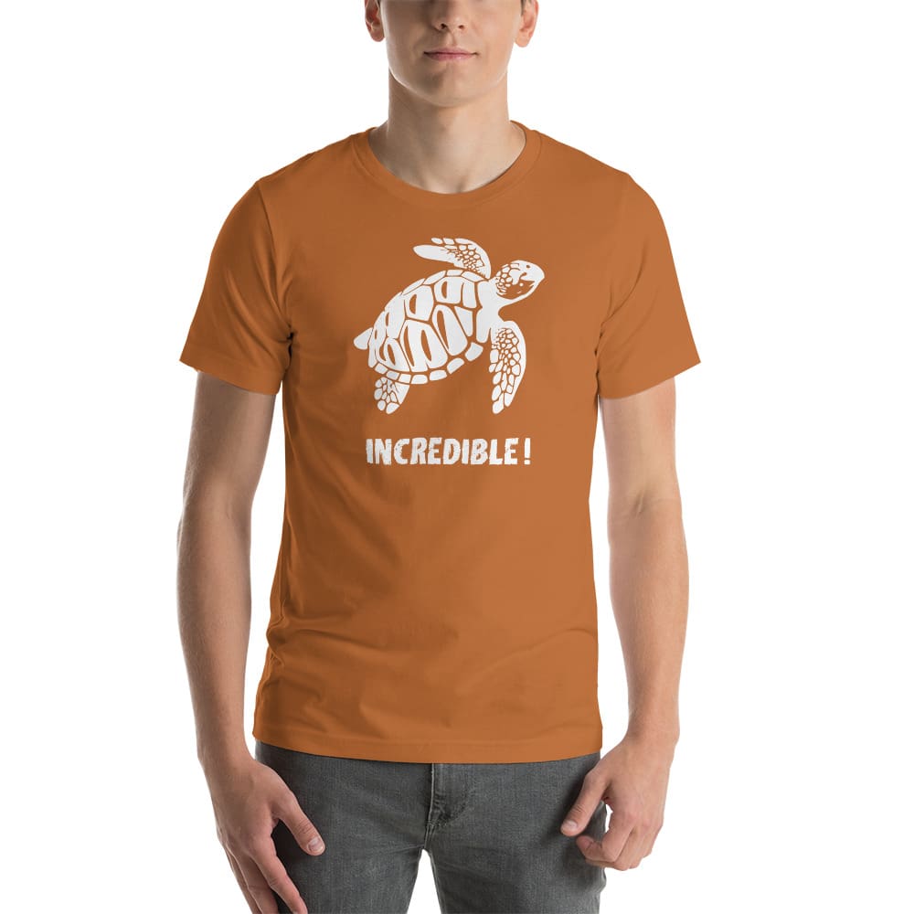 "Sea Turtles Are Incredible" Sea Turtle T-Shirt - White Print (Adult Unisex / Men's) Toast / XS