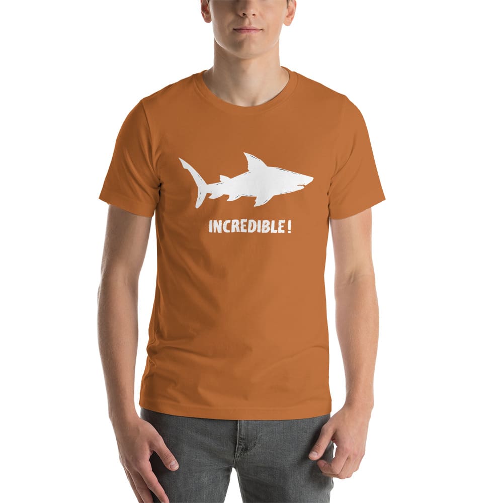 "Sharks Are Incredible" Shark T-Shirt - White Print (Adult Unisex/Men's) Toast / XS