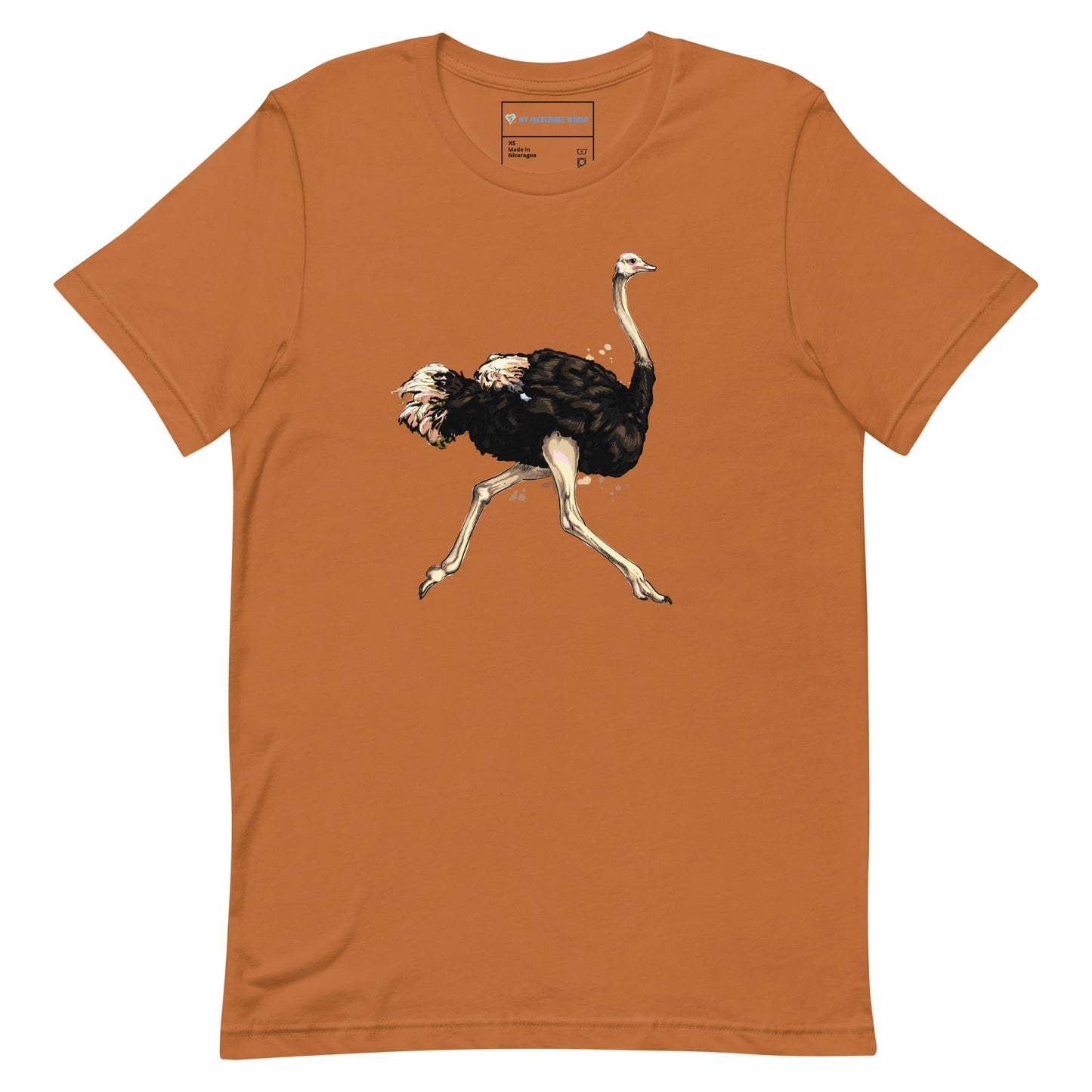 "Watercolor Ostrich" Ostrich T-Shirt (Adult Unisex) Toast / XS