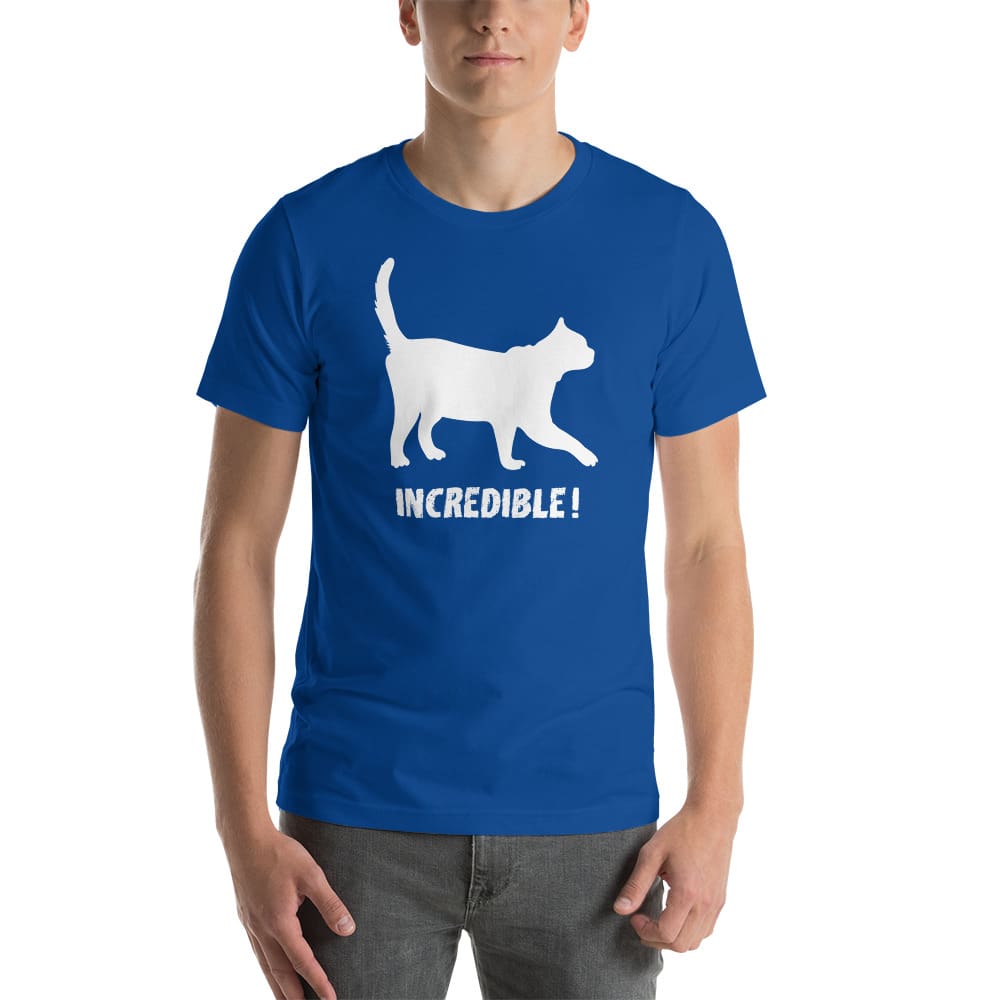 "Cats Are Incredible" Cat T-Shirt - White Print (Adult Men's/Unisex) True Royal / S