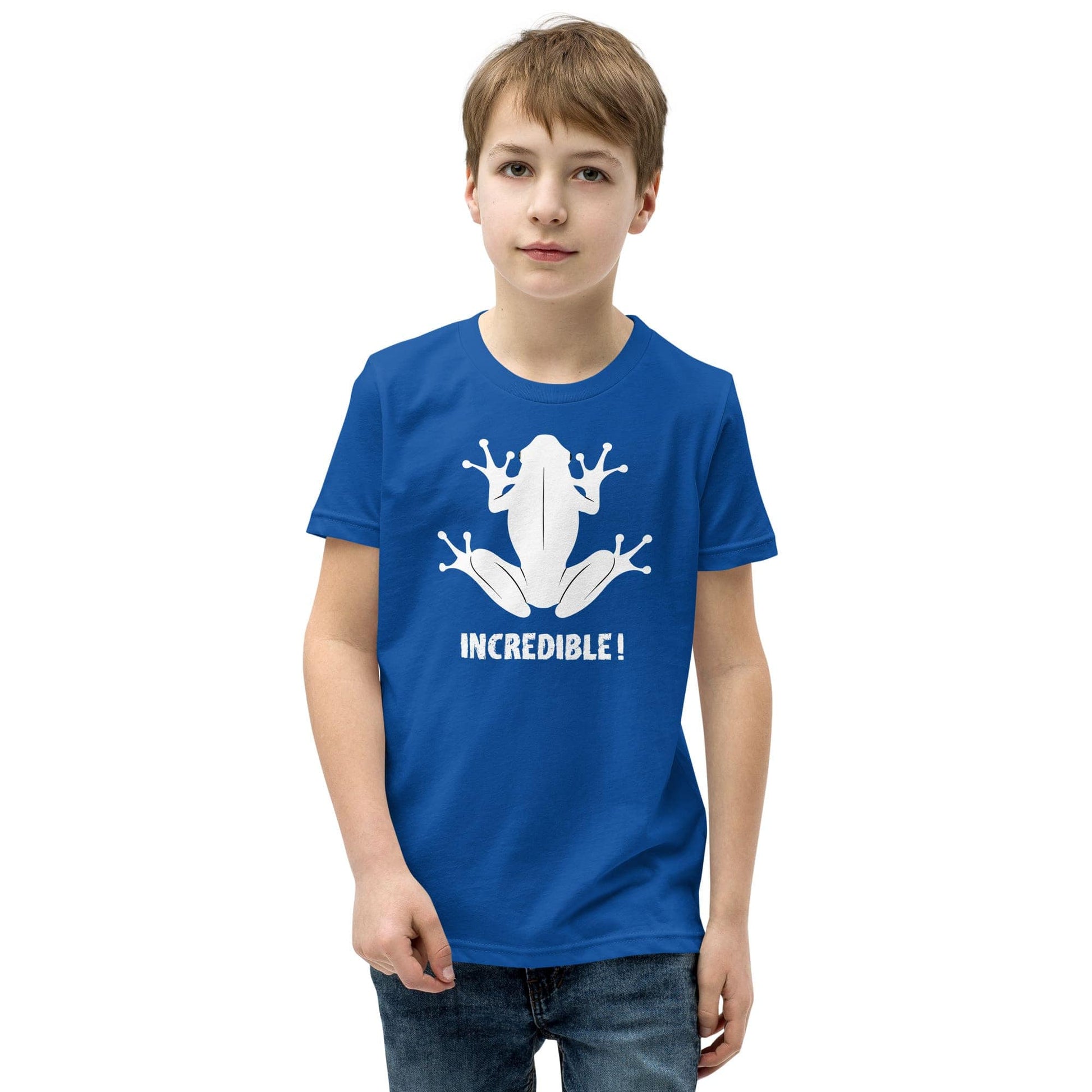 "Frogs Are Incredible" Frog T-Shirt for Youth/Kids (White Print) True Royal / S