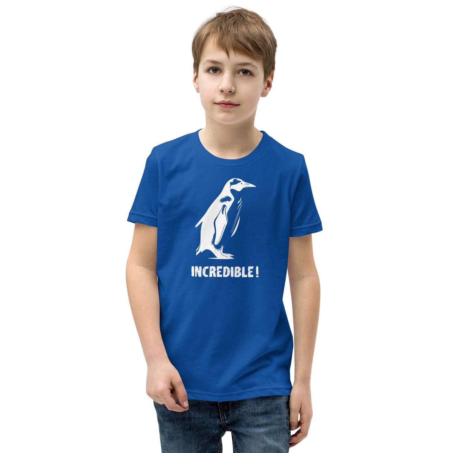 "Penguins Are Incredible" Penguin T-Shirt for Kids/Youth (White Print) True Royal / S