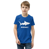 "Sharks Are Incredible" Shark T-Shirt for Youth/Kids (White Print) True Royal / S