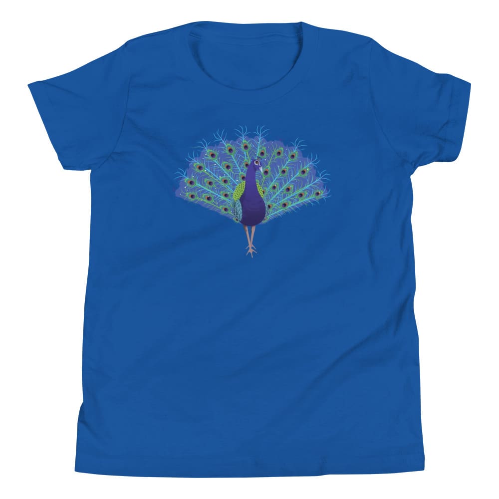 "Strut Your Stuff" Peacock T-Shirt for Kids/Youth True Royal / S