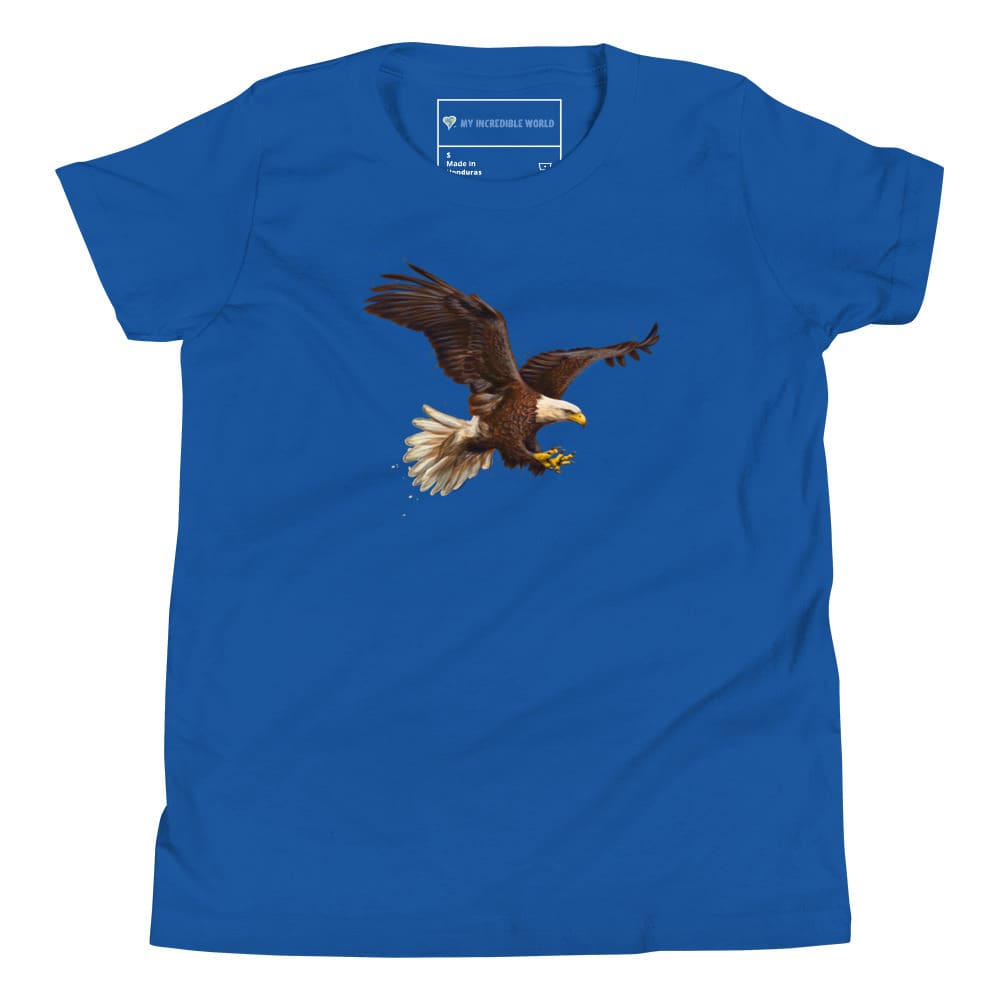 "Watercolor Bald Eagle" Bald Eagle T-Shirt (Youth/Kids) True Royal / S