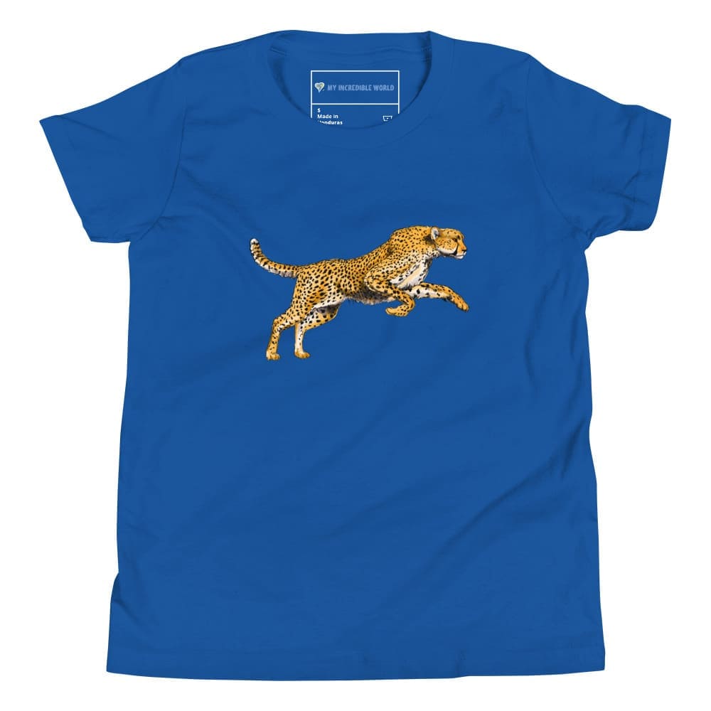 "Watercolor Cheetah" Cheetah T-Shirt (Youth/Kids) True Royal / S