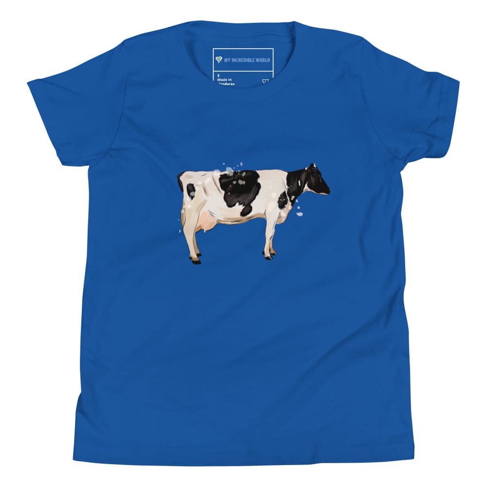 "Watercolor Cow" Cow T-Shirt (Youth/Kids) True Royal / S