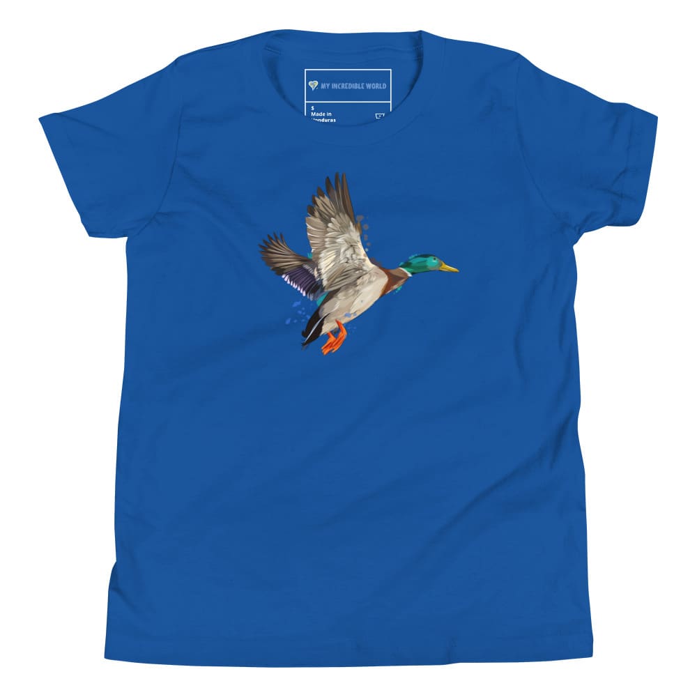 "Watercolor Duck" Mallard Duck T-Shirt (Youth/Kids) True Royal / S