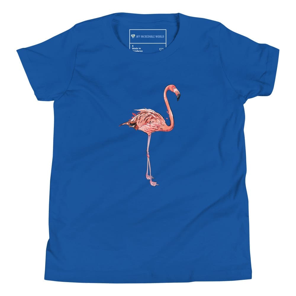 "Watercolor Flamingo" Flamingo T-Shirt (Youth/Kids) True Royal / S