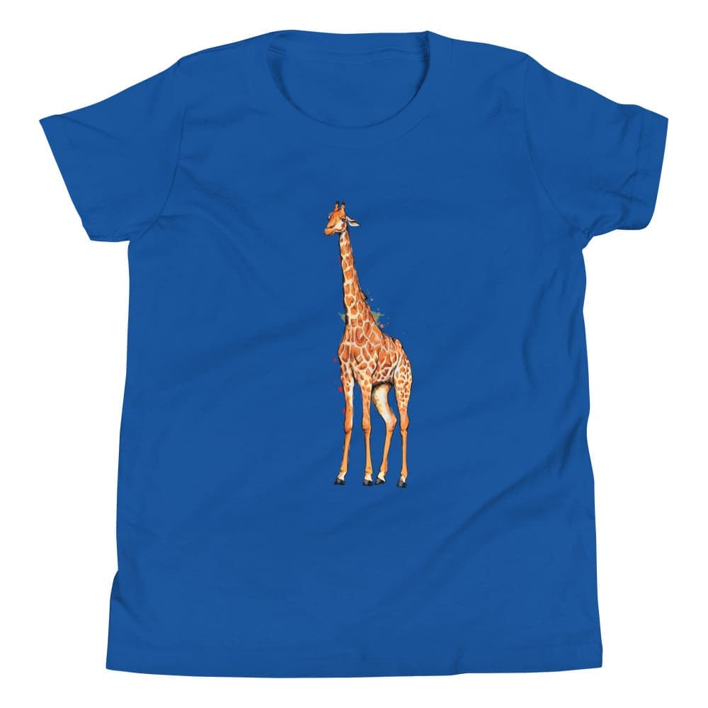 "Watercolor Giraffe" Giraffe T-Shirt (Youth/Kids) True Royal / S