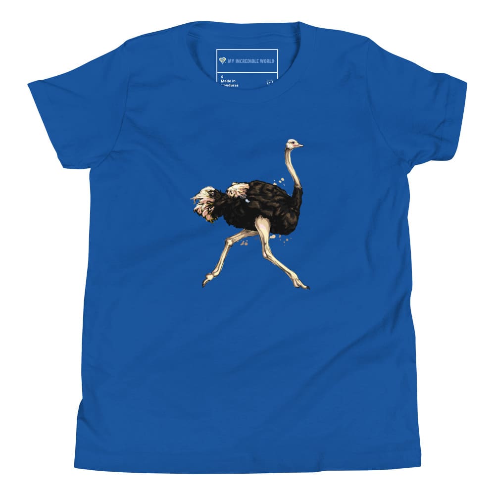 "Watercolor Ostrich" Ostrich T-Shirt (Youth/Kids) True Royal / S