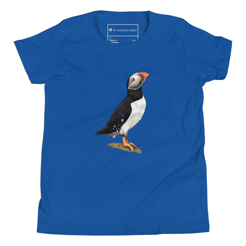 "Watercolor Puffin" Puffin T-Shirt (Youth/Kids) True Royal / S