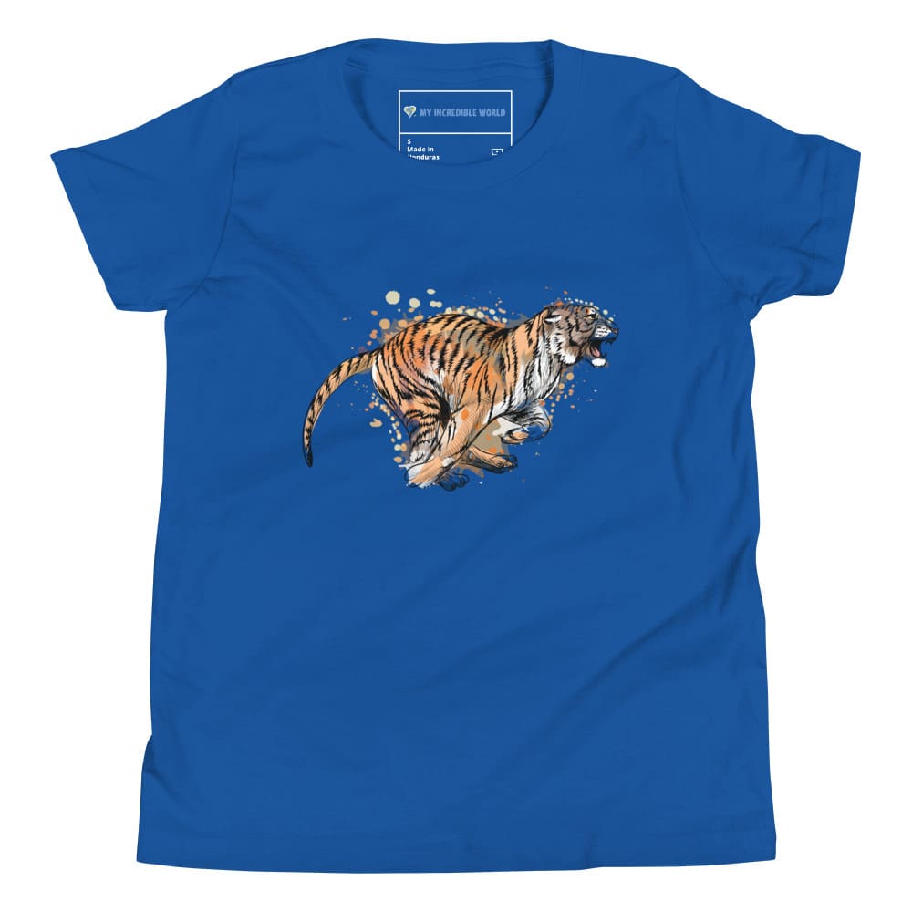 "Watercolor Tiger" Tiger T-Shirt (Youth/Kids) True Royal / S