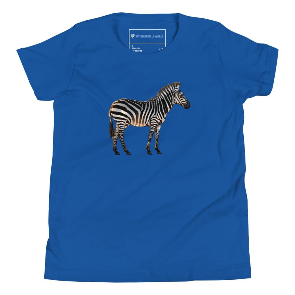 "Watercolor Zebra" Zebra T-Shirt (Youth/Kids) True Royal / S