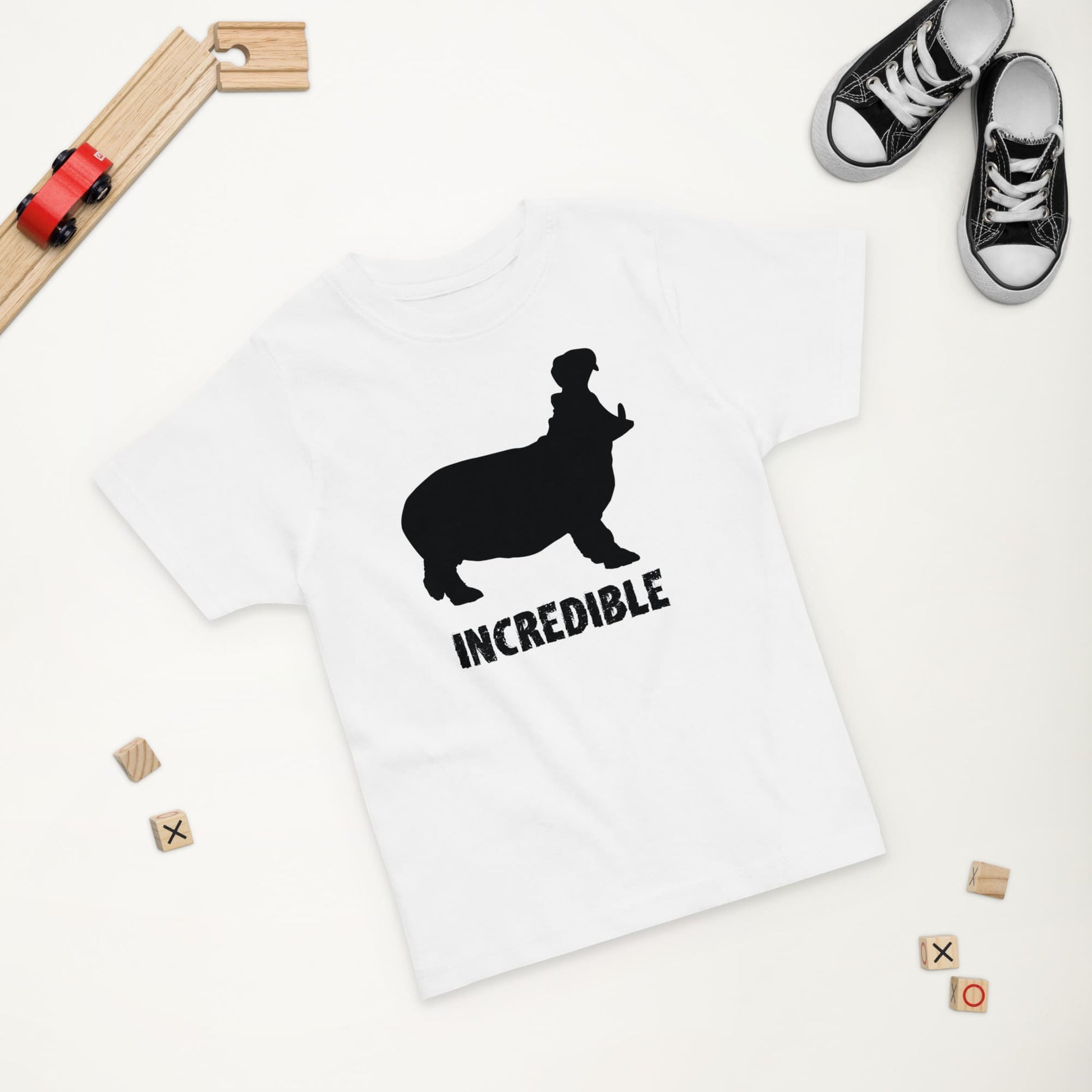 "Hippos are Incredible" T-Shirt - Black Print (Toddlers) White / 2