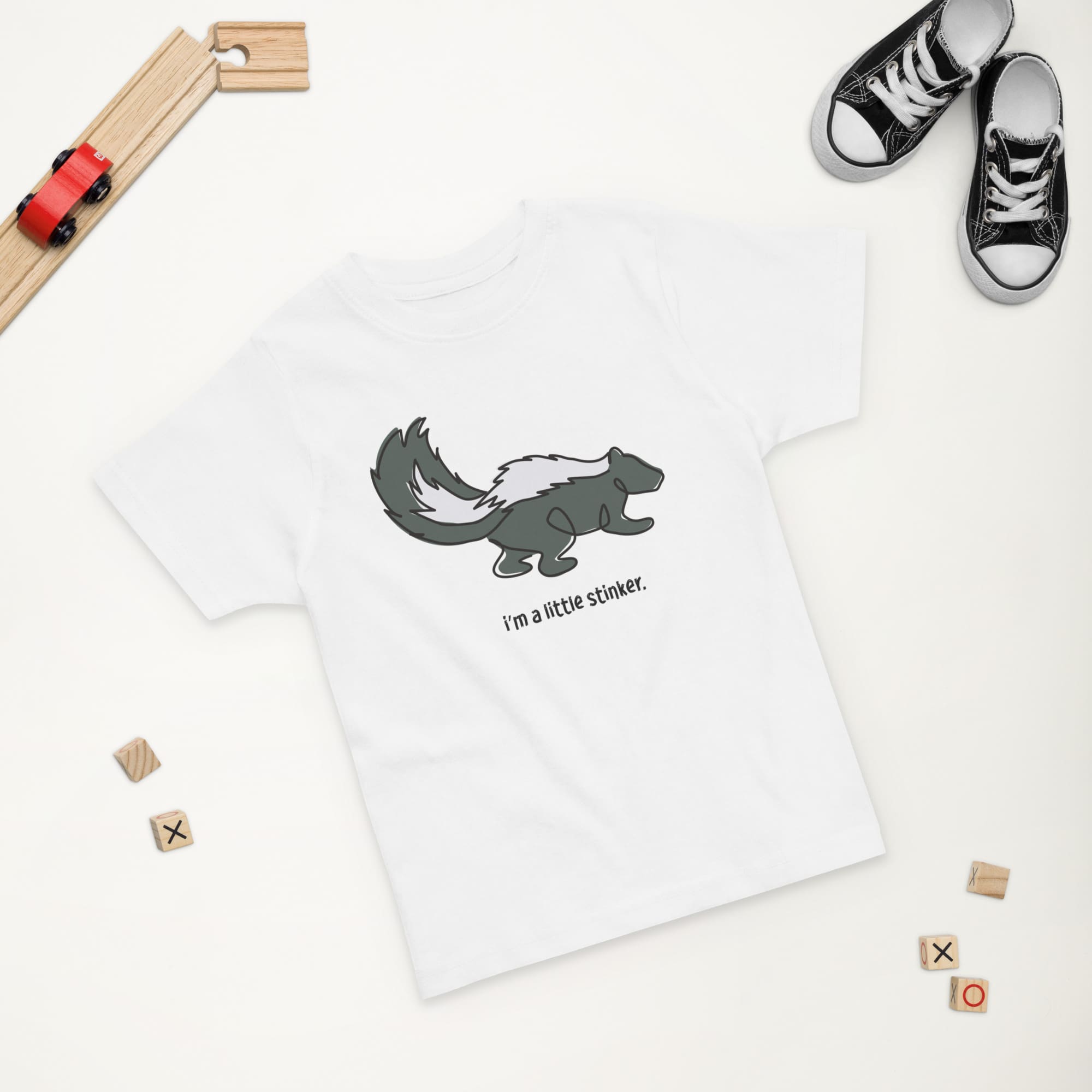 "I'm a Little Stinker" Skunk T-Shirt for Toddlers White / 2