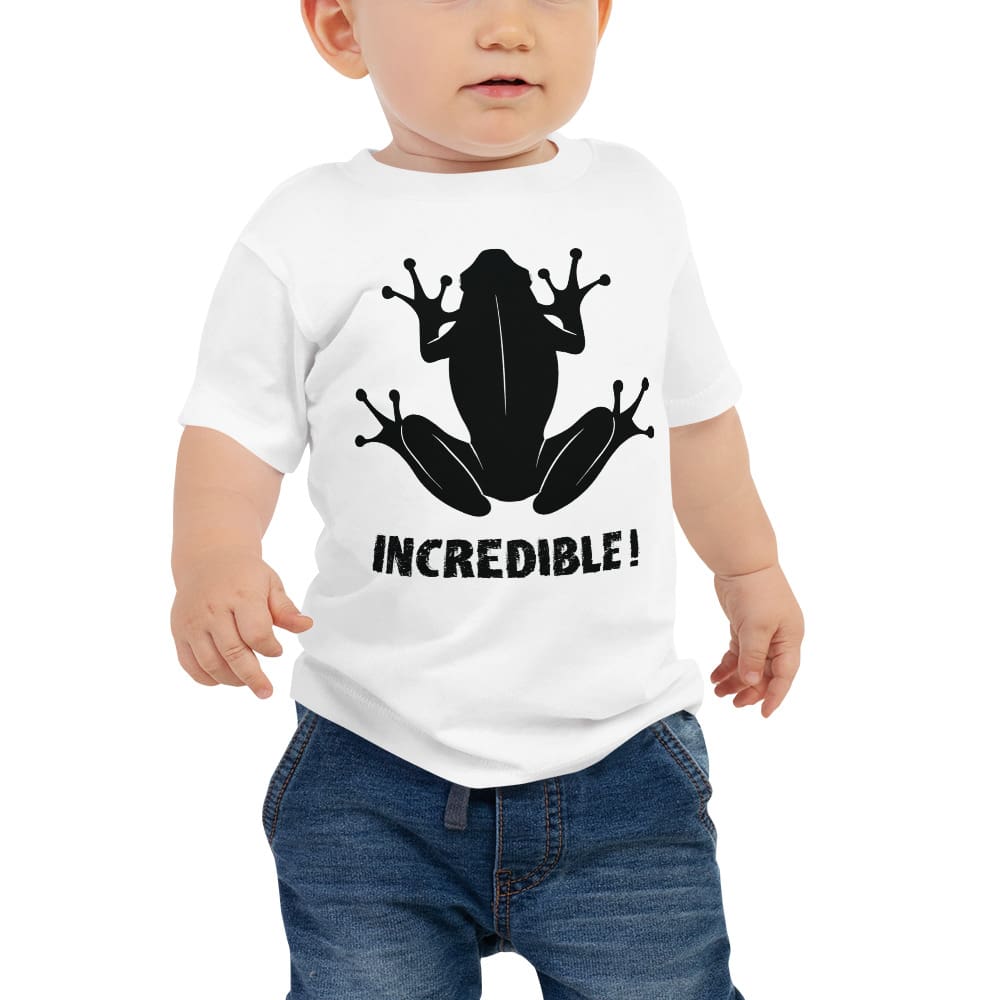 "Frogs Are Incredible" Frog T-Shirt for Babies (Black Print) White / 6-12m