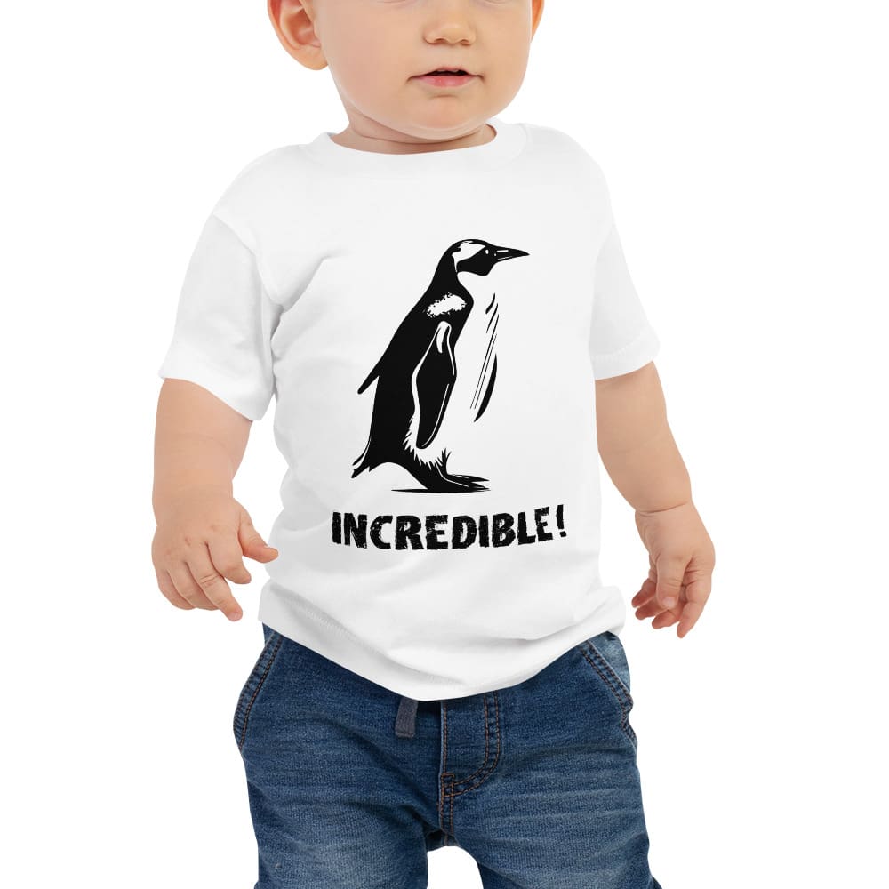 "Penguins Are Incredible" Penguin T-Shirt for Babies (Black Print) White / 6-12m