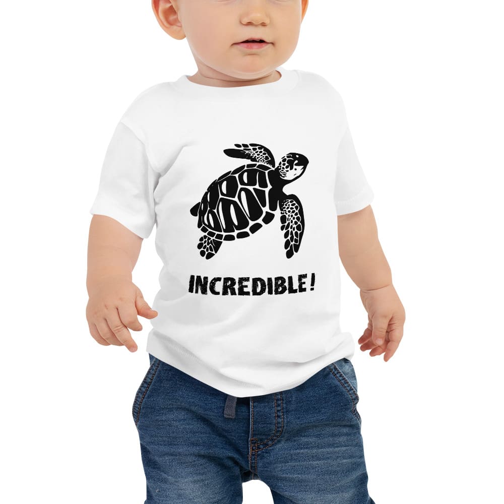 "Sea Turtles Are Incredible" Sea Turtle T-Shirt for Babies (Black Print) White / 6-12m