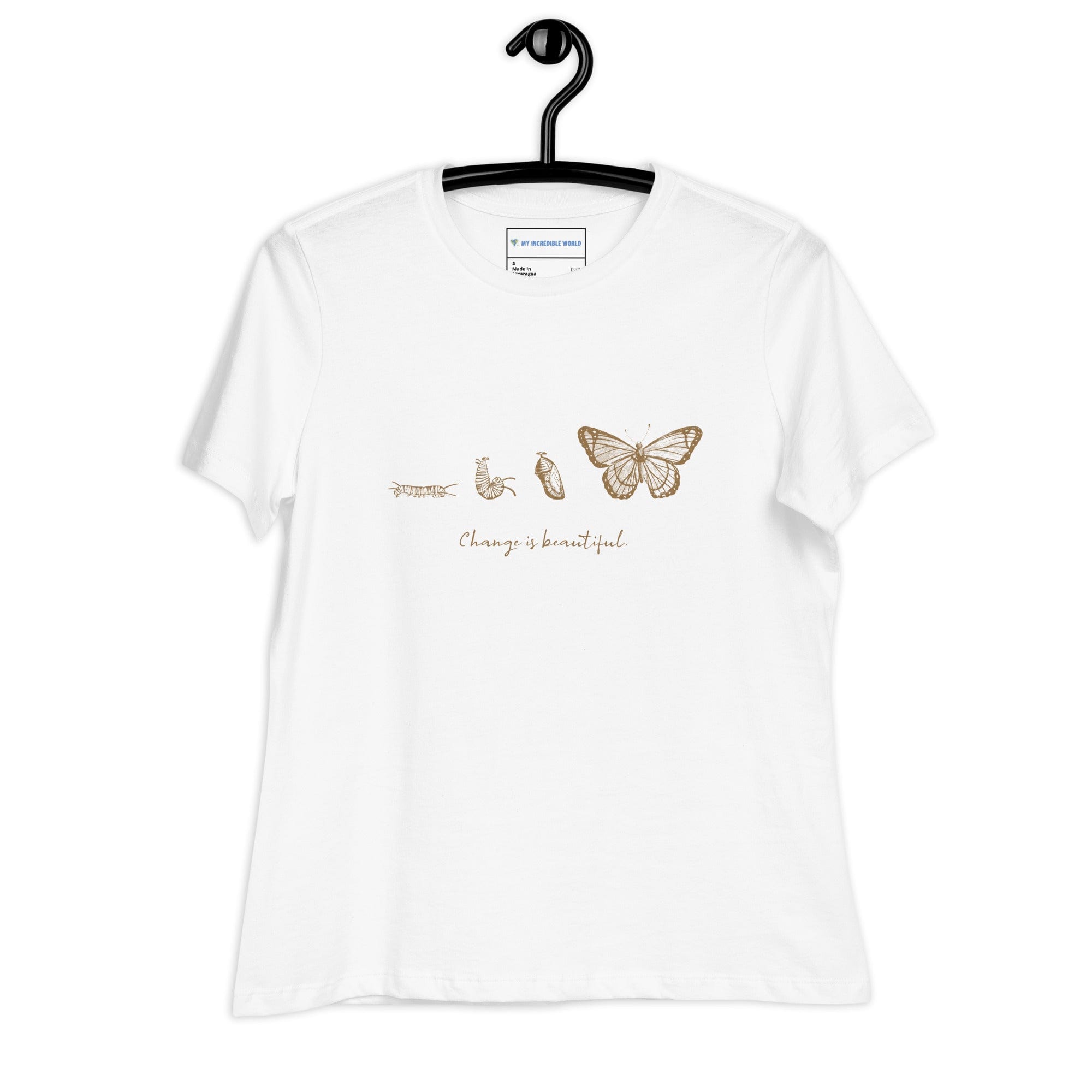 "Change is Beautiful" Butterfly Metamorphosis T-Shirt (Women's) White / S