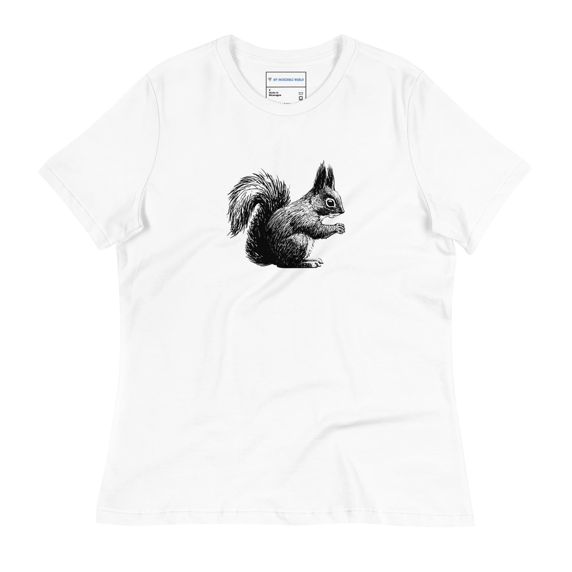 "Gentle Squirrel" Squirrel Sketch T-Shirt (Women's) White / S