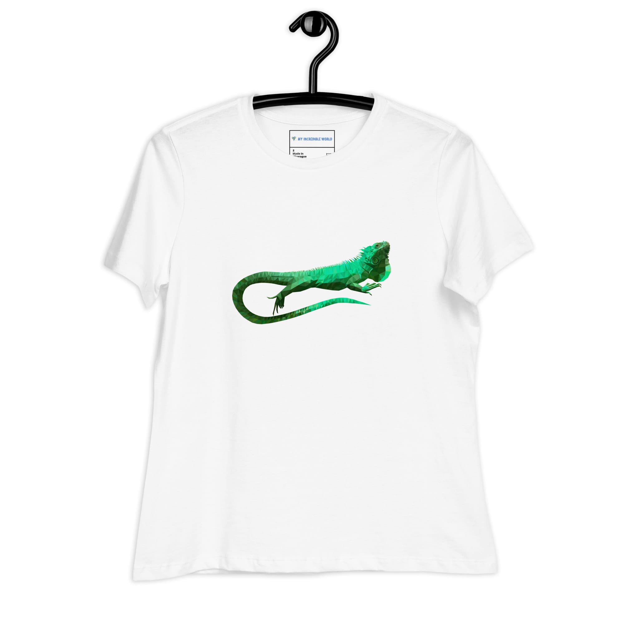 "Low-Poly Iguana" Polygonal Iguana T-Shirt for Women White / S