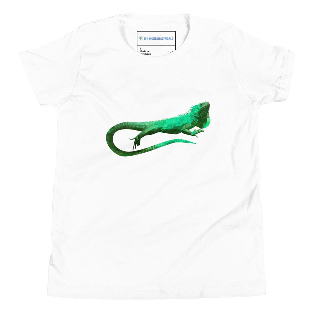 "Low-Poly Iguana" Polygonal Iguana T-Shirt (Youth/Kids) White / S