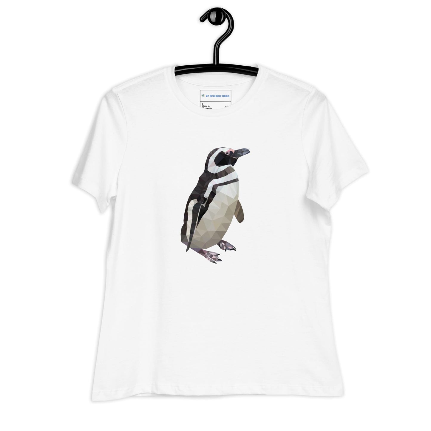 "Low-Poly Penguin" Polygonal Penguin T-Shirt for Women White / S