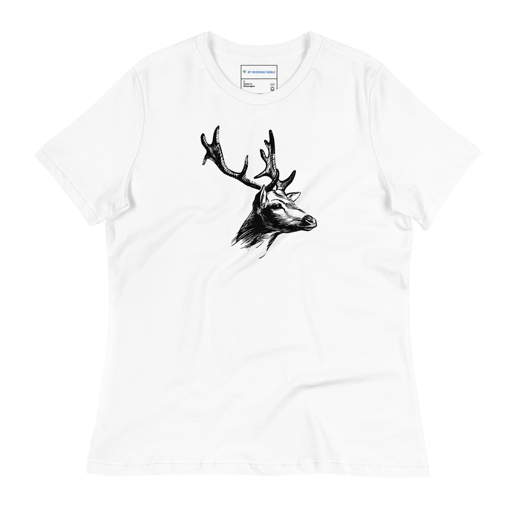 "Magnificent Buck" Deer Sketch T-Shirt (Women's) White / S