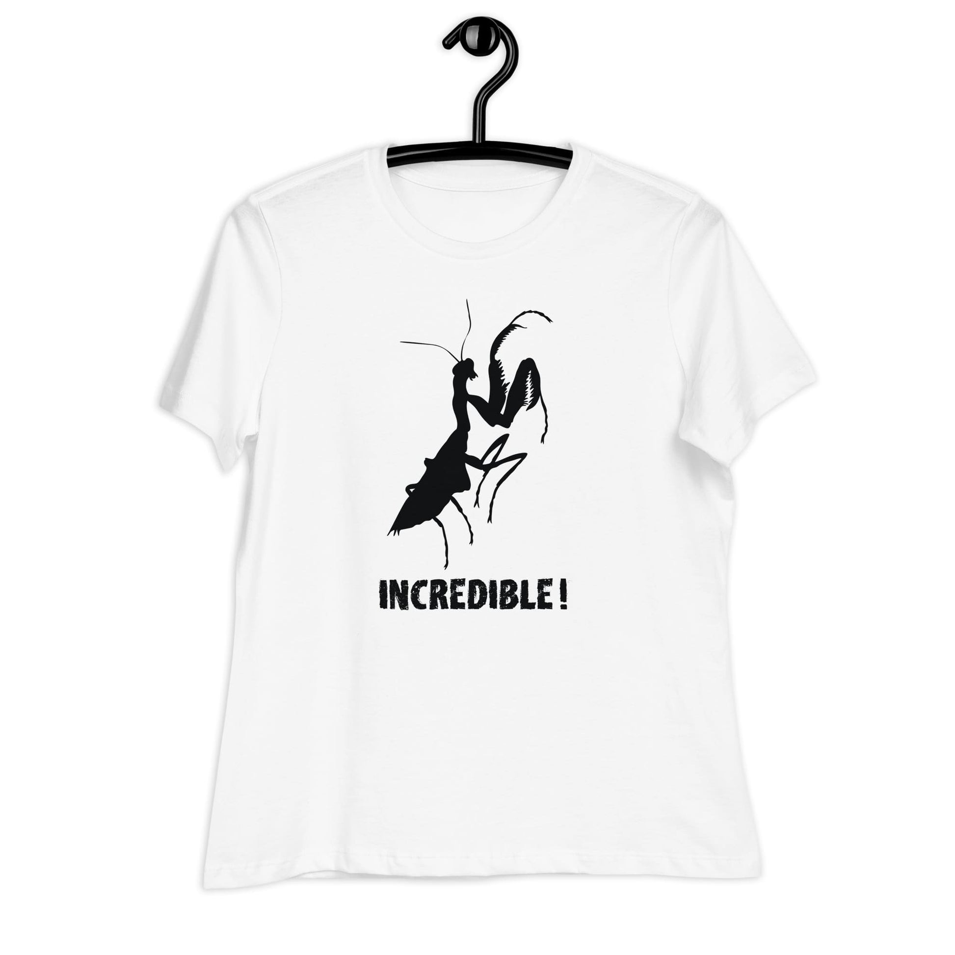 "Praying Mantises Are Incredible!" Praying Mantis T-Shirt - Black Print (Women's) White / S