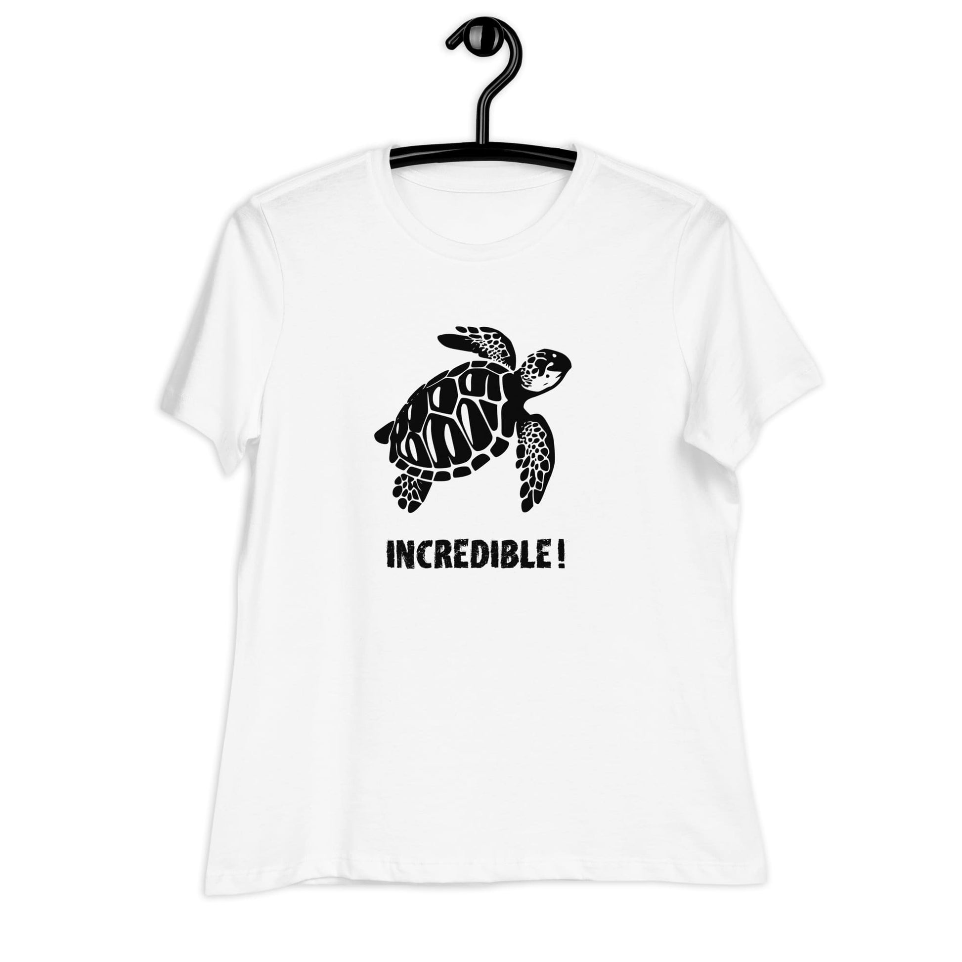 "Sea Turtles Are Incredible" Sea Turtle T-Shirt - Black Print (Women's) White / S