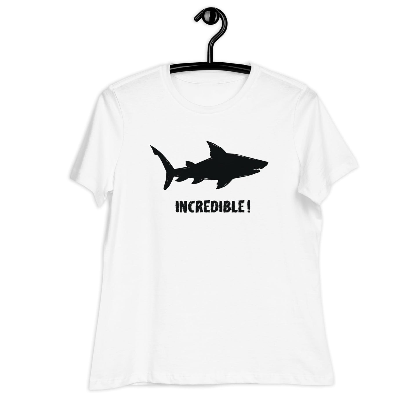 “Sharks Are Incredible” Shark T-Shirt for Women (Black Print) White / S