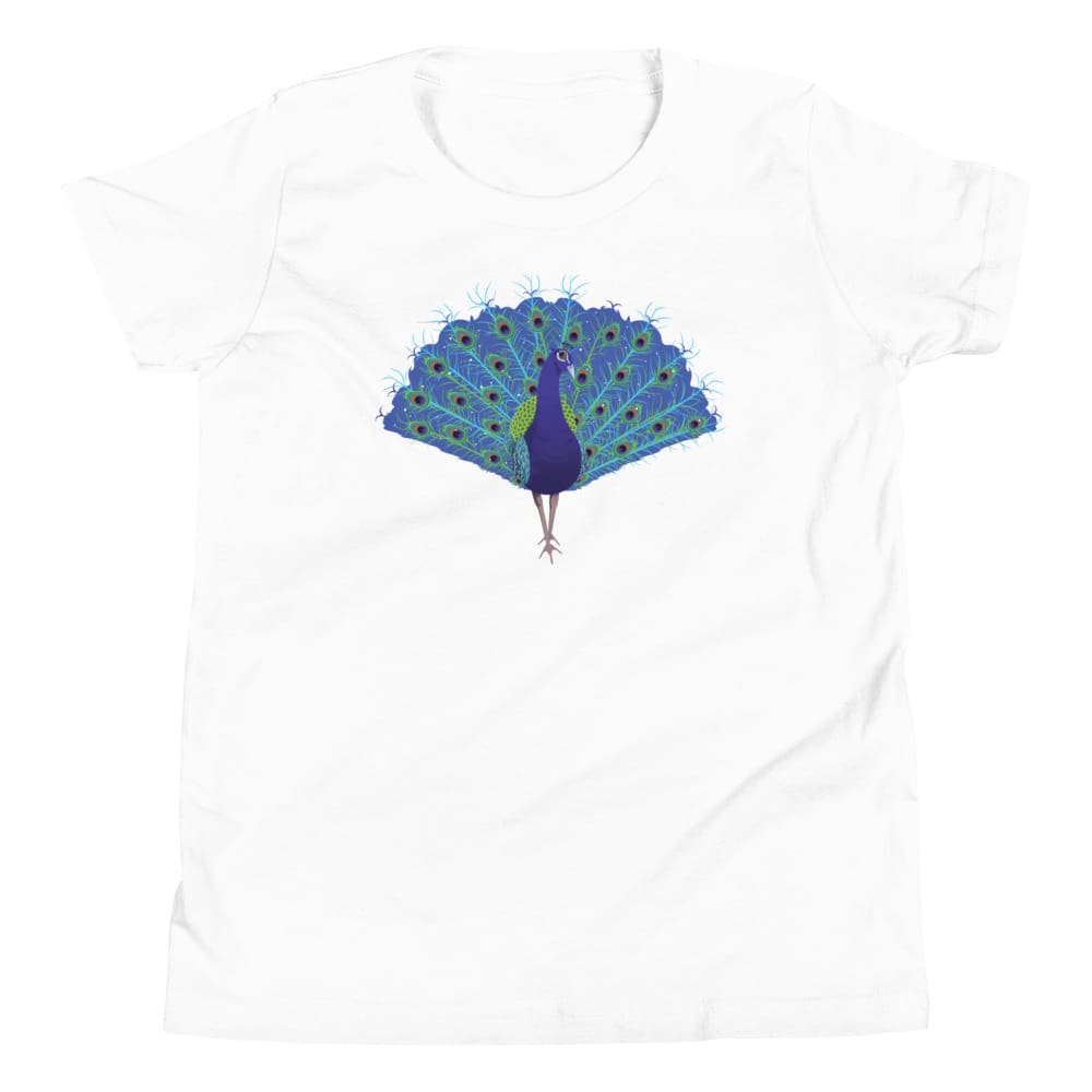 "Strut Your Stuff" Peacock T-Shirt for Kids/Youth White / S