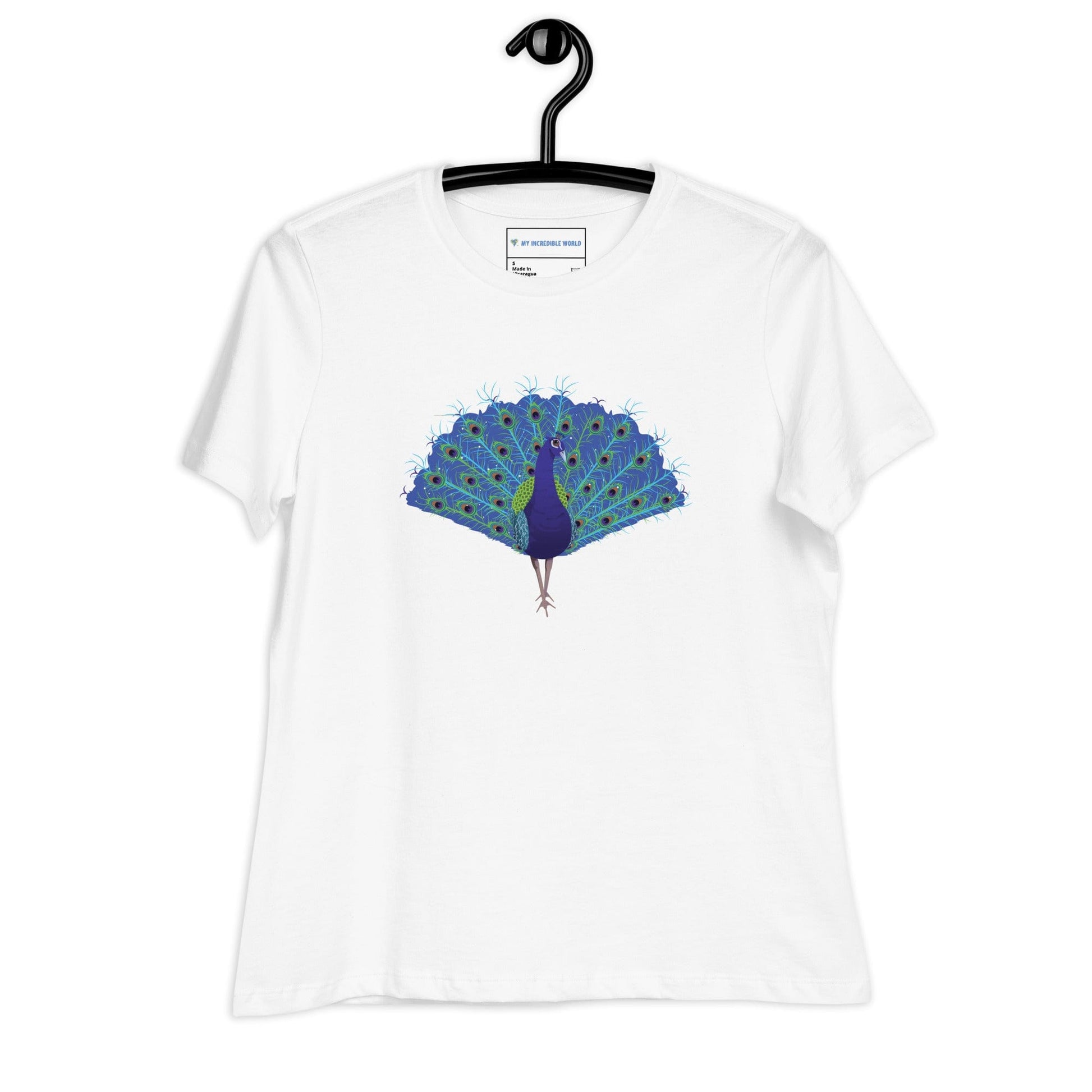 "Strut Your Stuff" Peacock T-Shirt (Women's) White / S