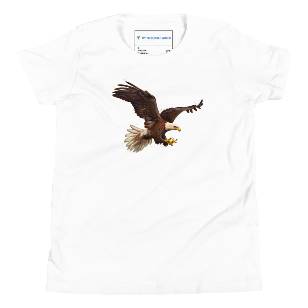 "Watercolor Bald Eagle" Bald Eagle T-Shirt (Youth/Kids) White / S