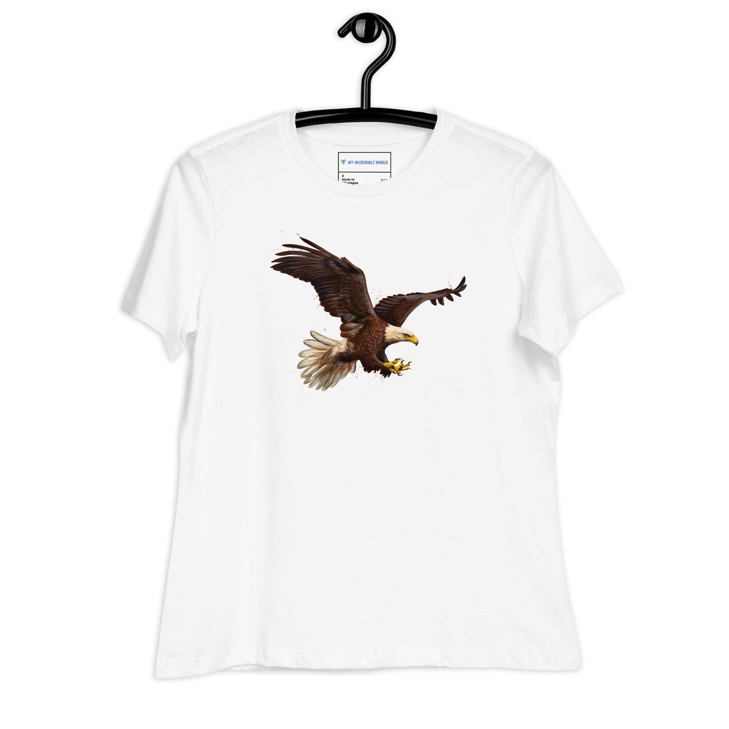 "Watercolor Bald Eagle" Women's Bald Eagle T-Shirt White / S