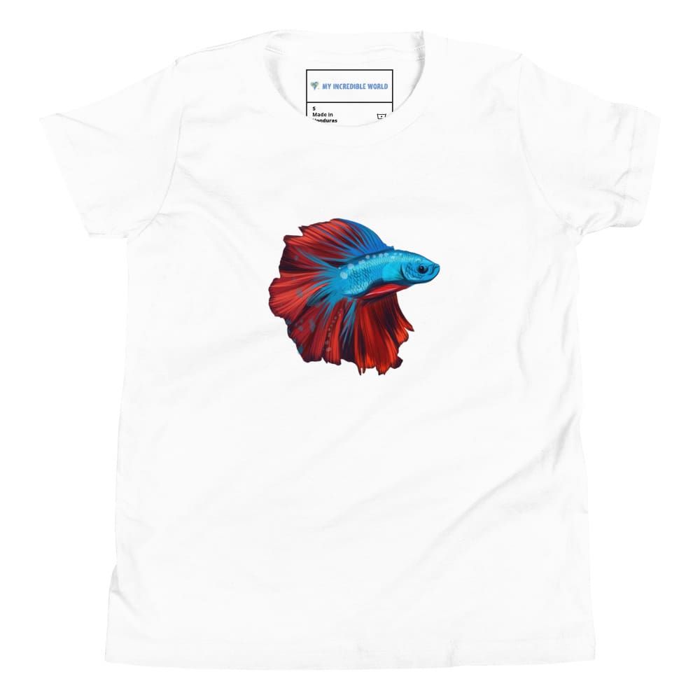 "Watercolor Betta" Betta Fish T-Shirt (Youth/Kids) White / S