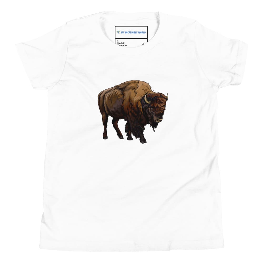 "Watercolor Bison" Bison T-Shirt (Youth/Kids) White / S