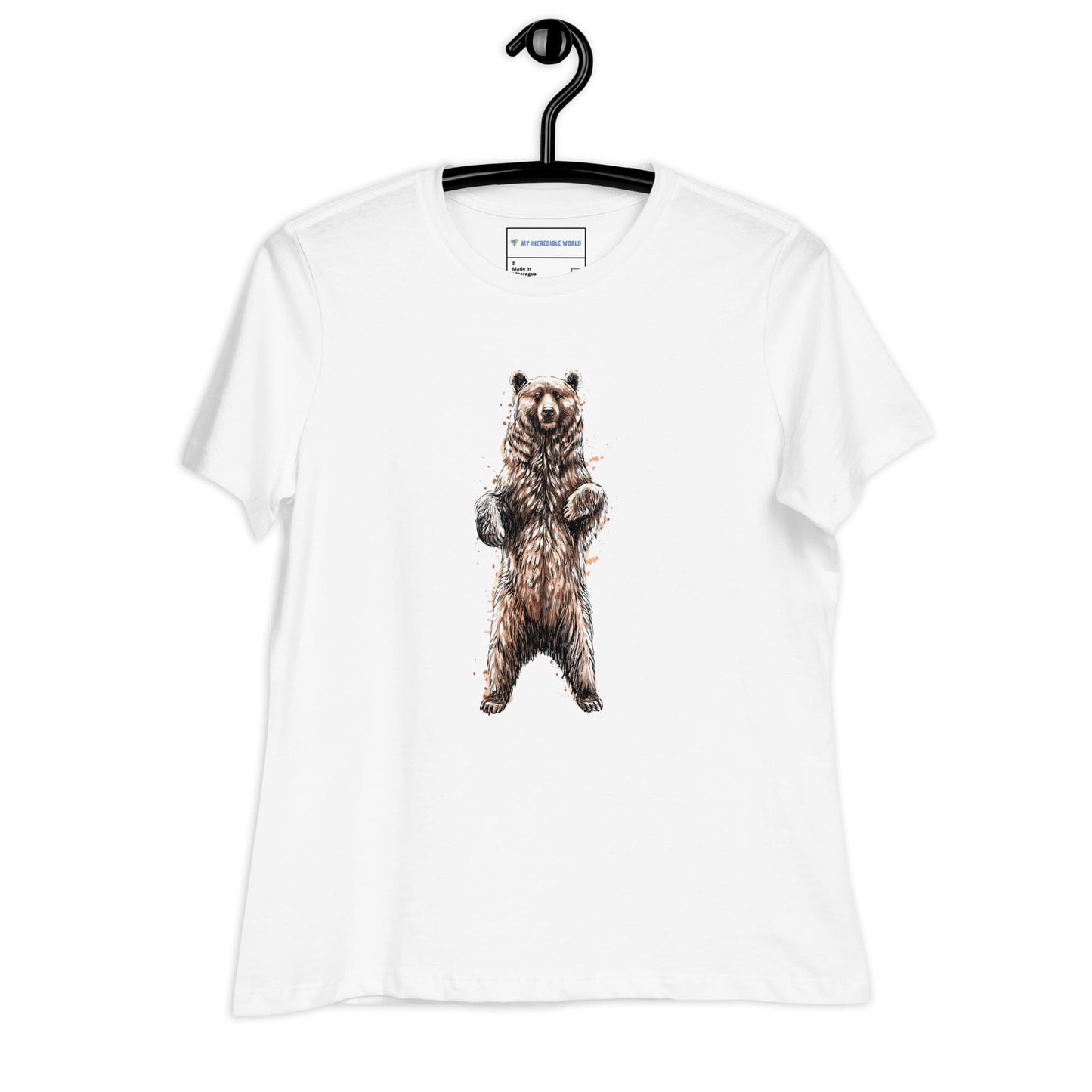 "Watercolor Brown Bear" Women's Brown Bear T-Shirt White / S