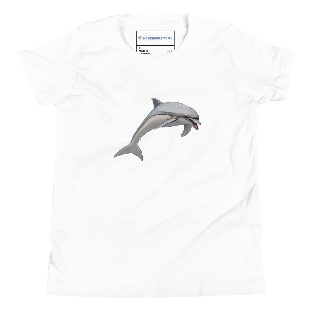 "Watercolor Dolphin" Dolphin T-Shirt (Youth/Kids) White / S