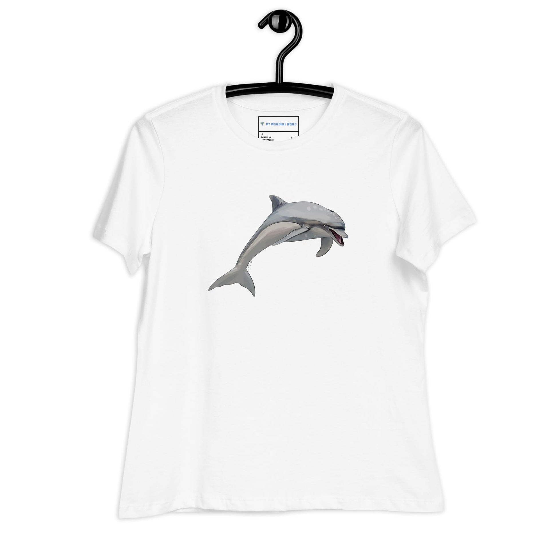 "Watercolor Dolphin" Women's Dolphin T-Shirt White / S