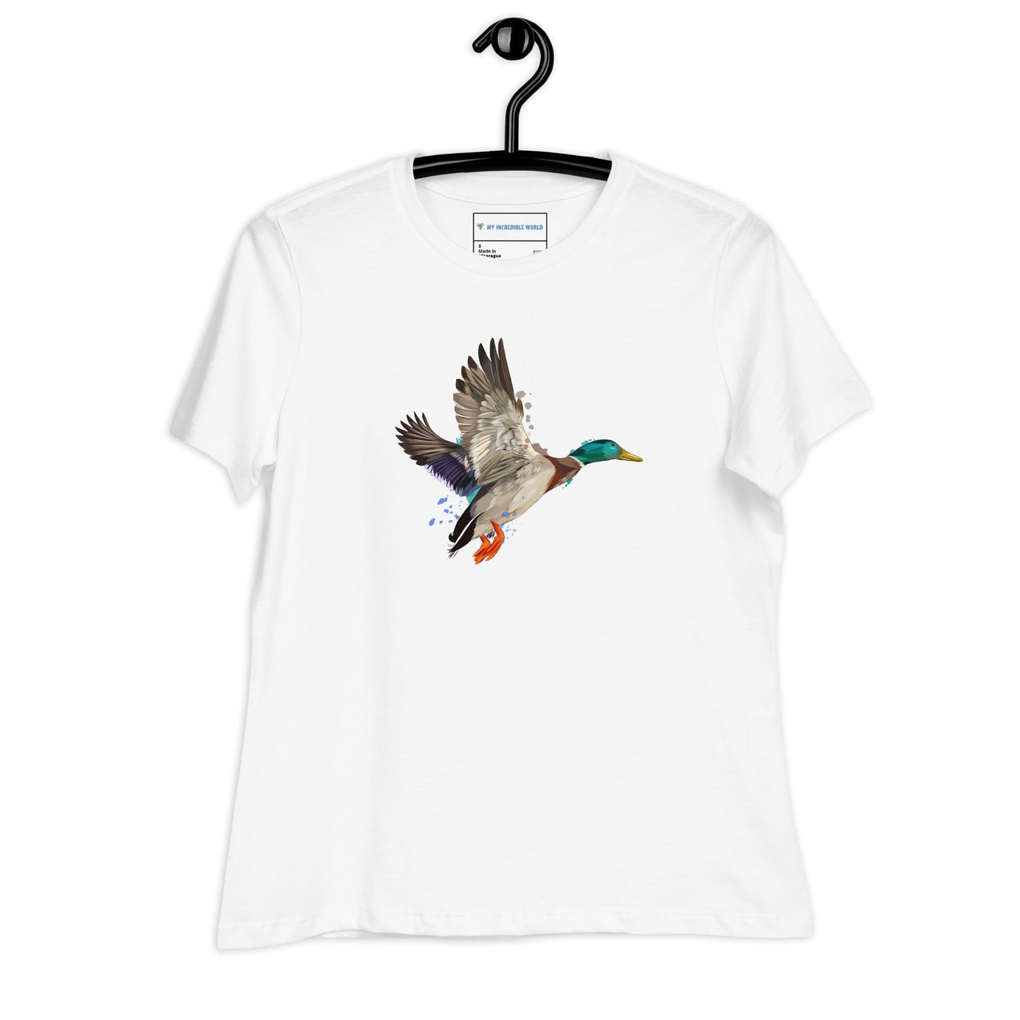 "Watercolor Duck" Women's Mallard Duck T-Shirt White / S