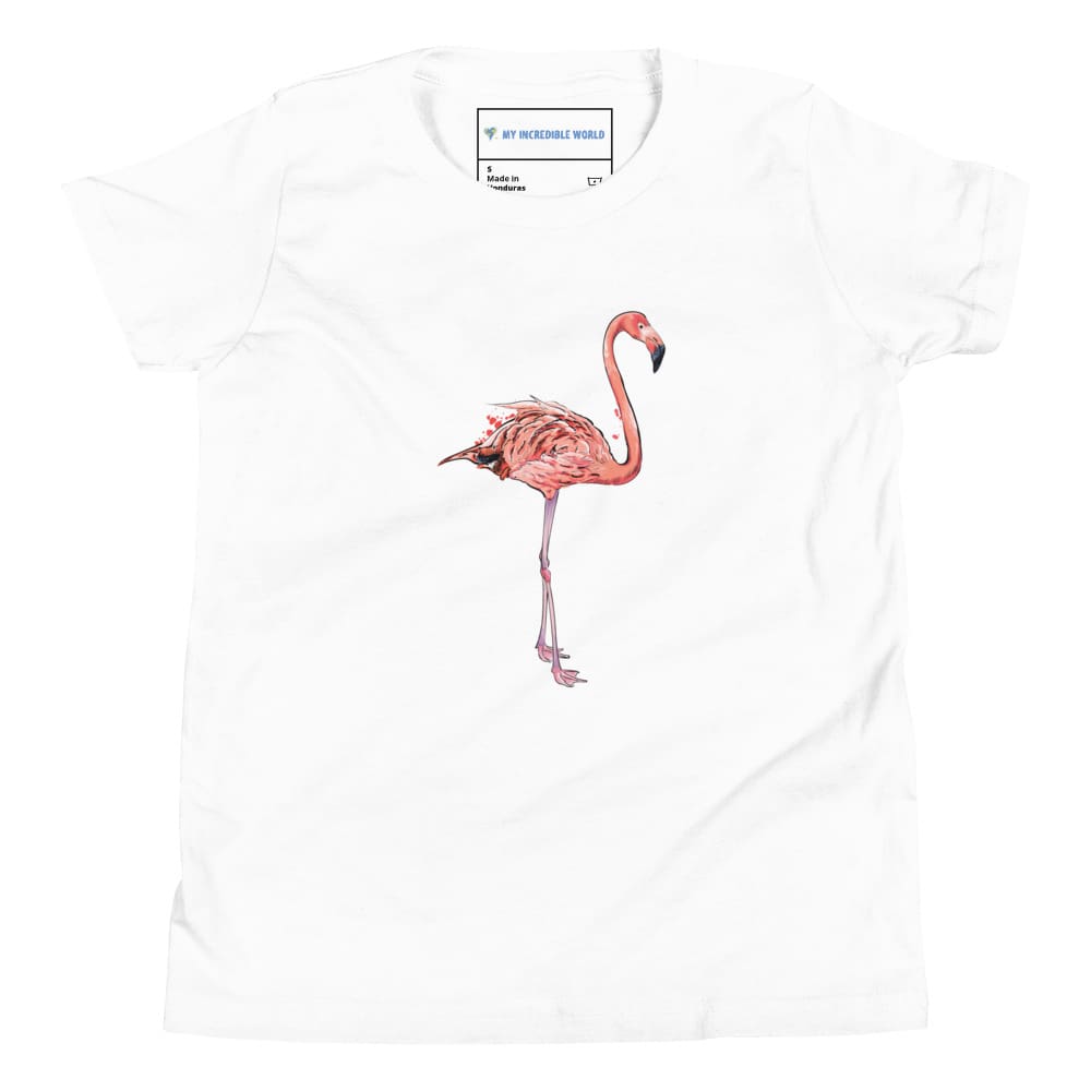 "Watercolor Flamingo" Flamingo T-Shirt (Youth/Kids) White / S