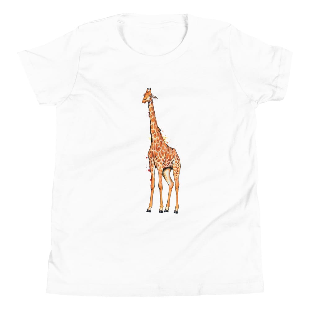 "Watercolor Giraffe" Giraffe T-Shirt (Youth/Kids) White / S