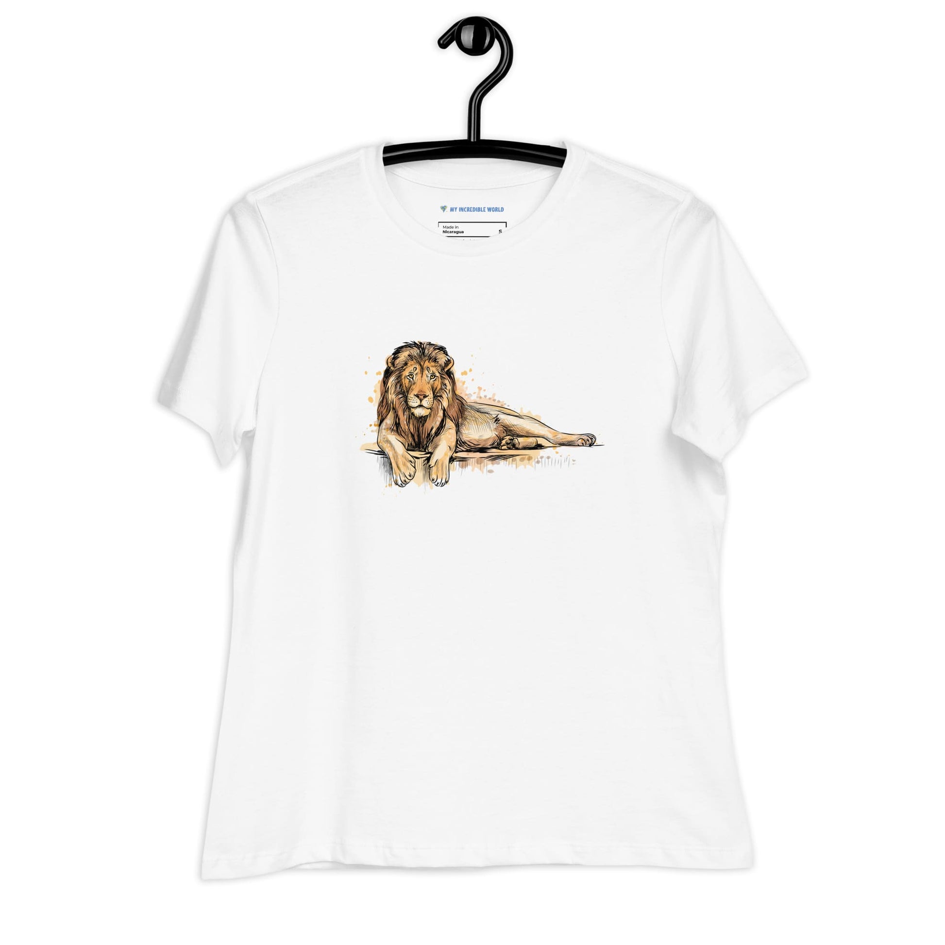 "Watercolor Lion" Women's Lion T-Shirt White / S