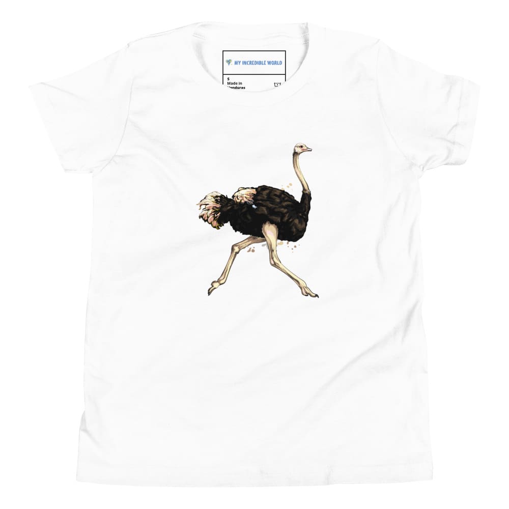 "Watercolor Ostrich" Ostrich T-Shirt (Youth/Kids) White / S