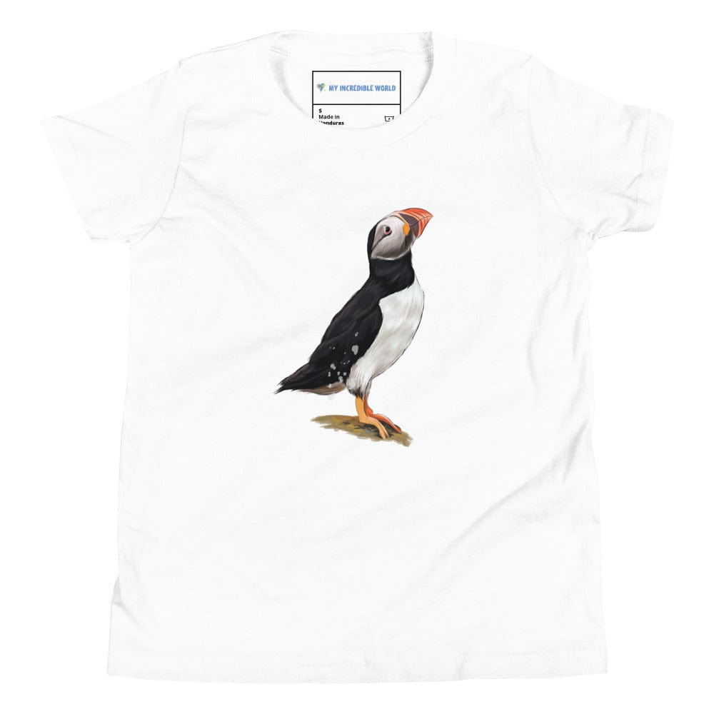 "Watercolor Puffin" Puffin T-Shirt (Youth/Kids) White / S