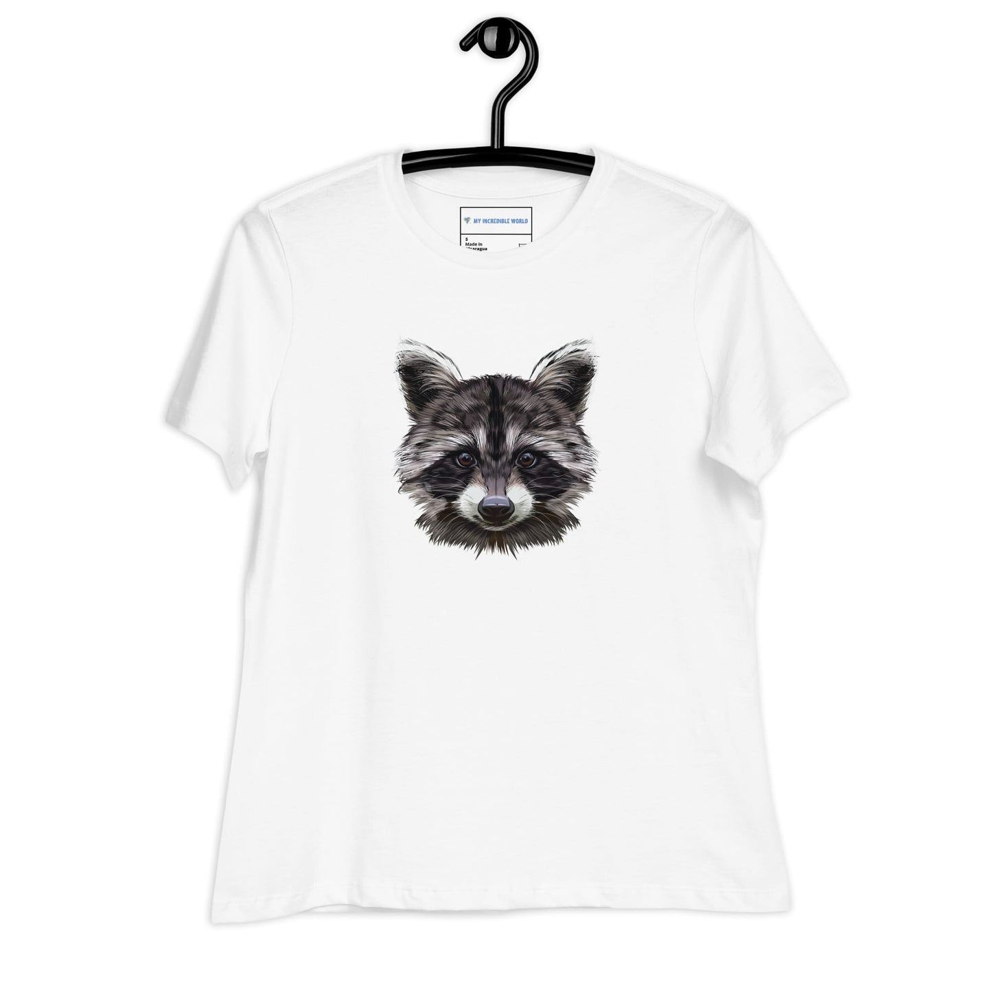 "Watercolor Raccoon" Women's Raccoon T-Shirt White / S